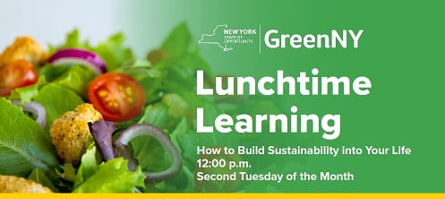 GreenNY presents Lunchtime Learning: How to build sustainability in your life. 12pm on the second Tuesday of each month.